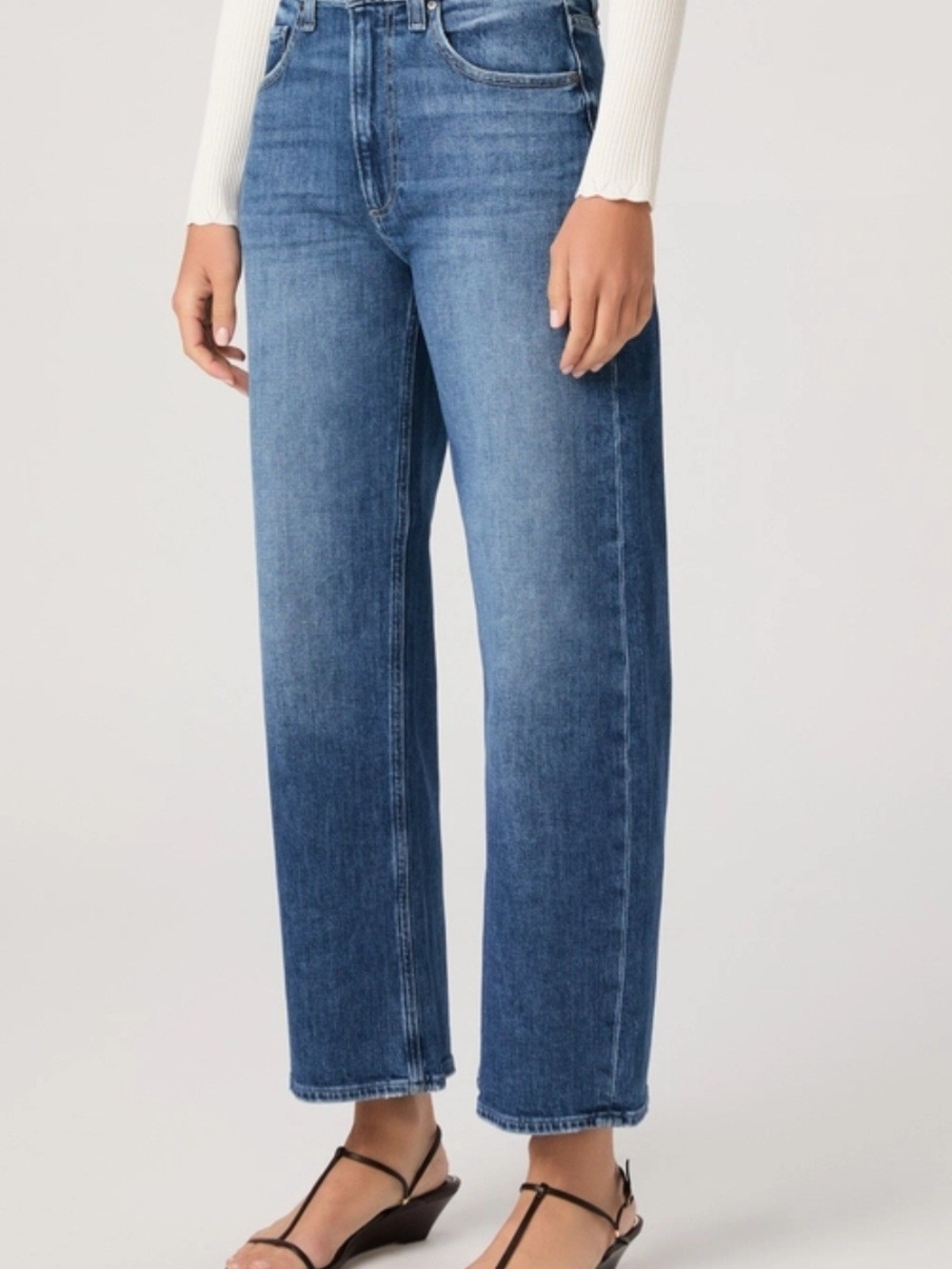 PAIGE Cameron Ankle Wide Leg High-Rise Jeans in Medium Blue Wash Sz26 - Picture 4 of 16